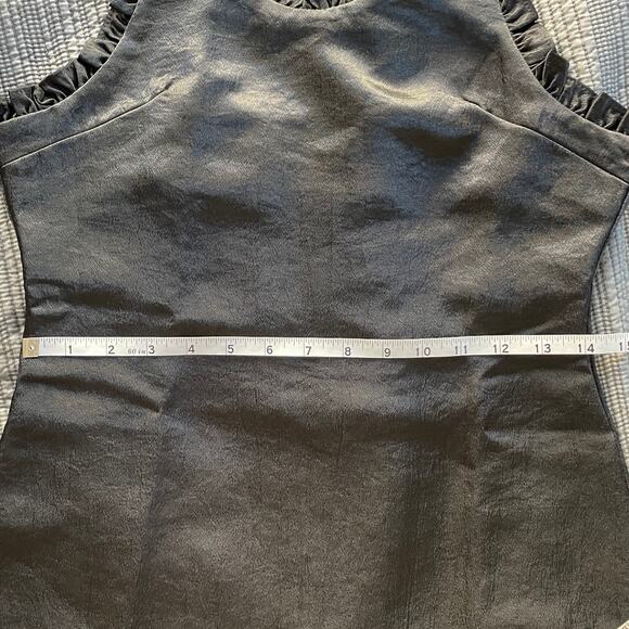 Satin Black Mini Slip Dress Ruffles Cocktail Party Date Night Y2K Size Small - Picture 6 of 9